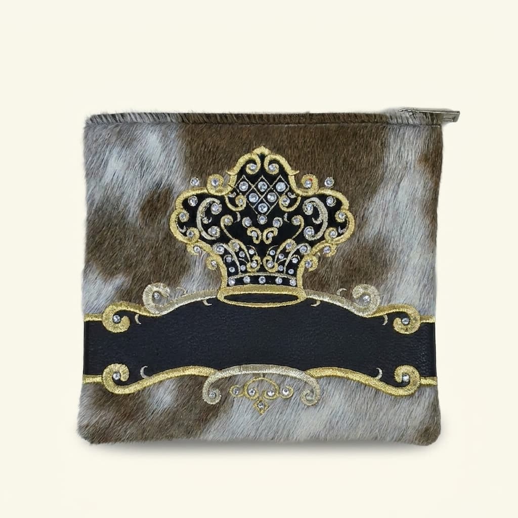 Crown Brown Hair-on-Hide Leather Tallit & Tefillin Bag Set F128, thumbnail 3
