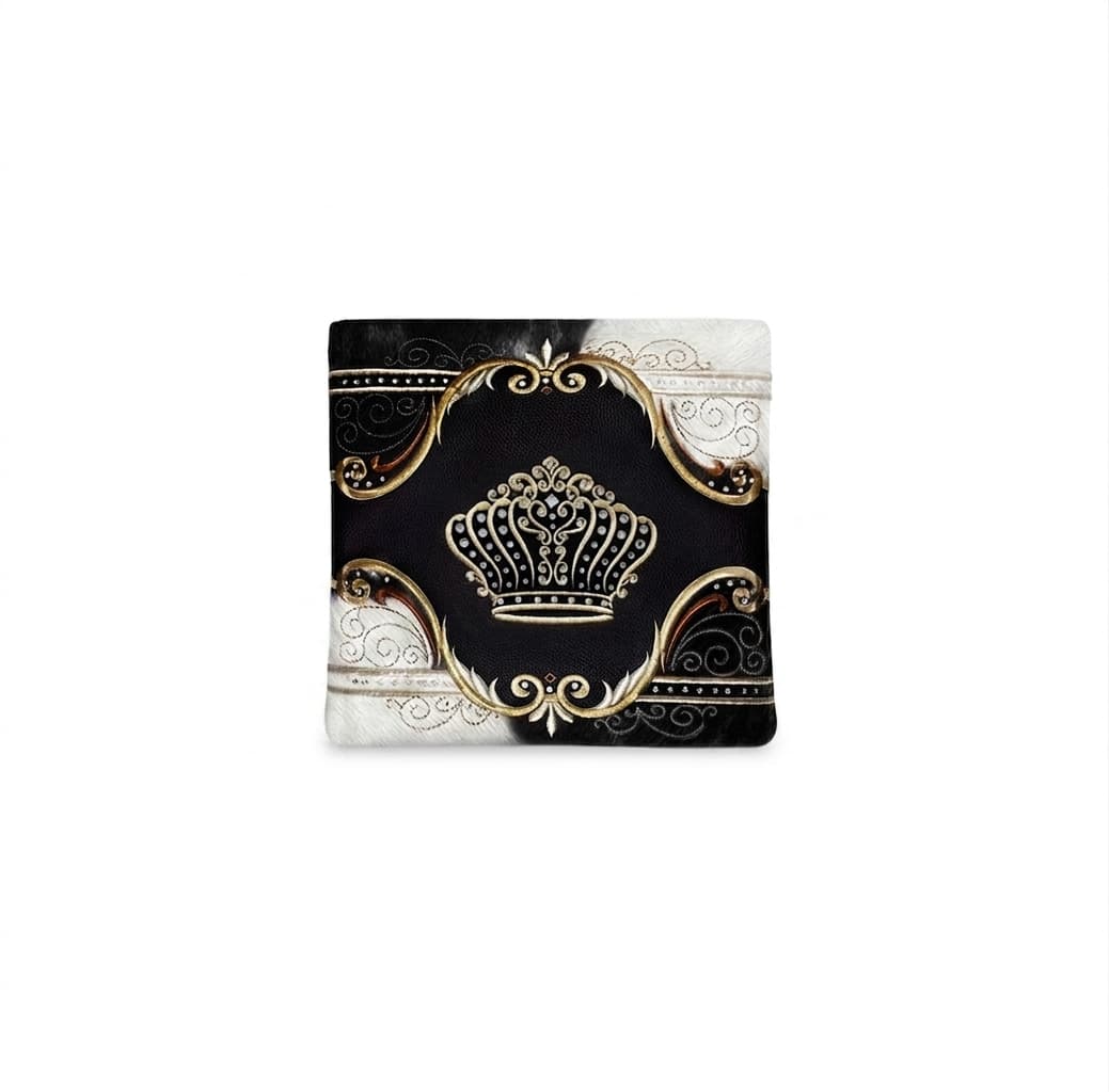 Crown Black Hair-on-Hide Leather Tallit & Tefillin Bag F138, photo 1