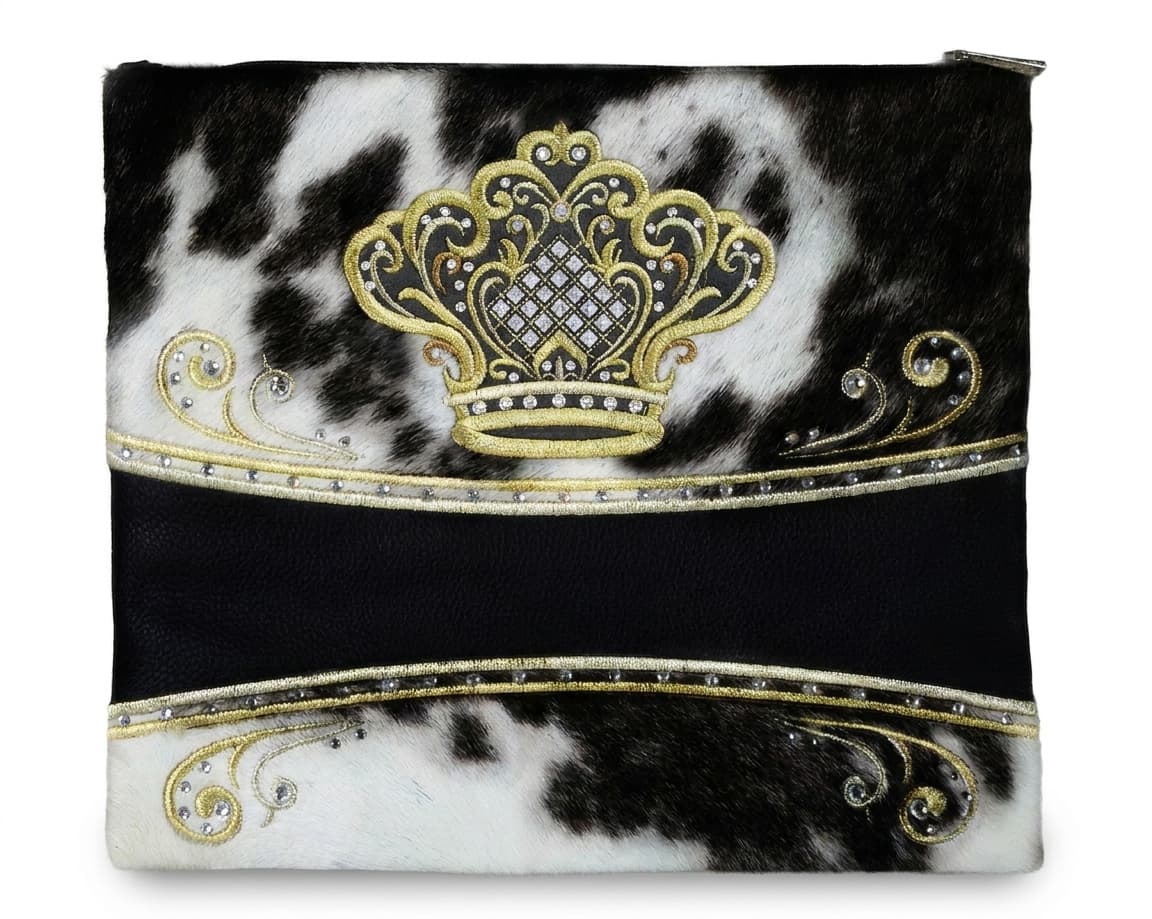 Bolsa para talit y tefilín Crown de cuero con pelo F141, photo 1