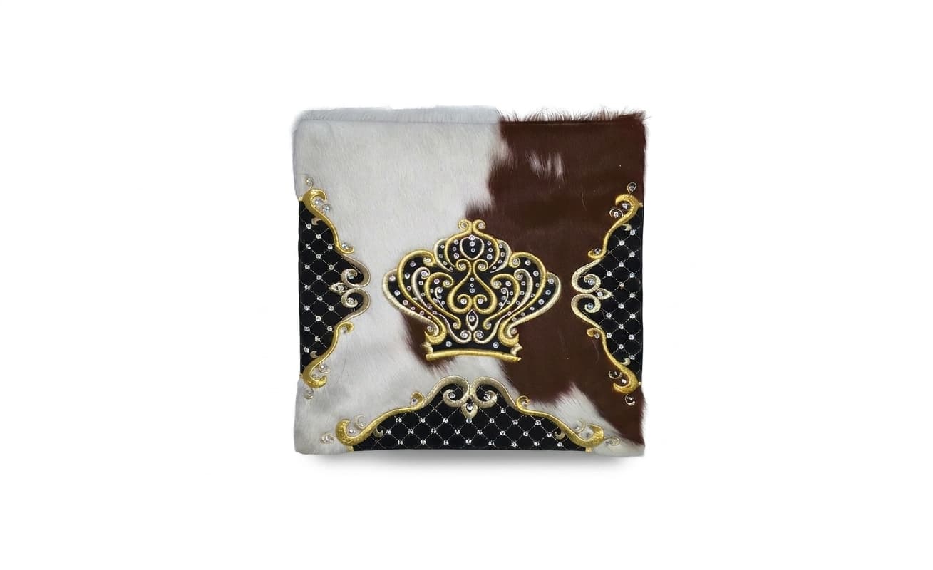 Crown Brown and White Hair-on-Hide Leather Tallit Bag F150, photo 1