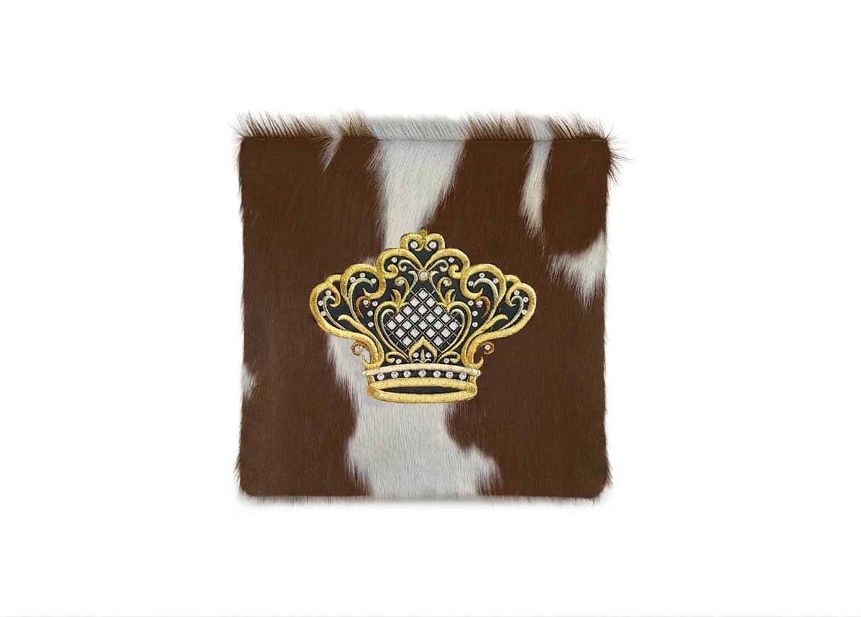 Crown Brown Hair-on-Hide Leather Tallit & Tefillin Bag F168, photo 1