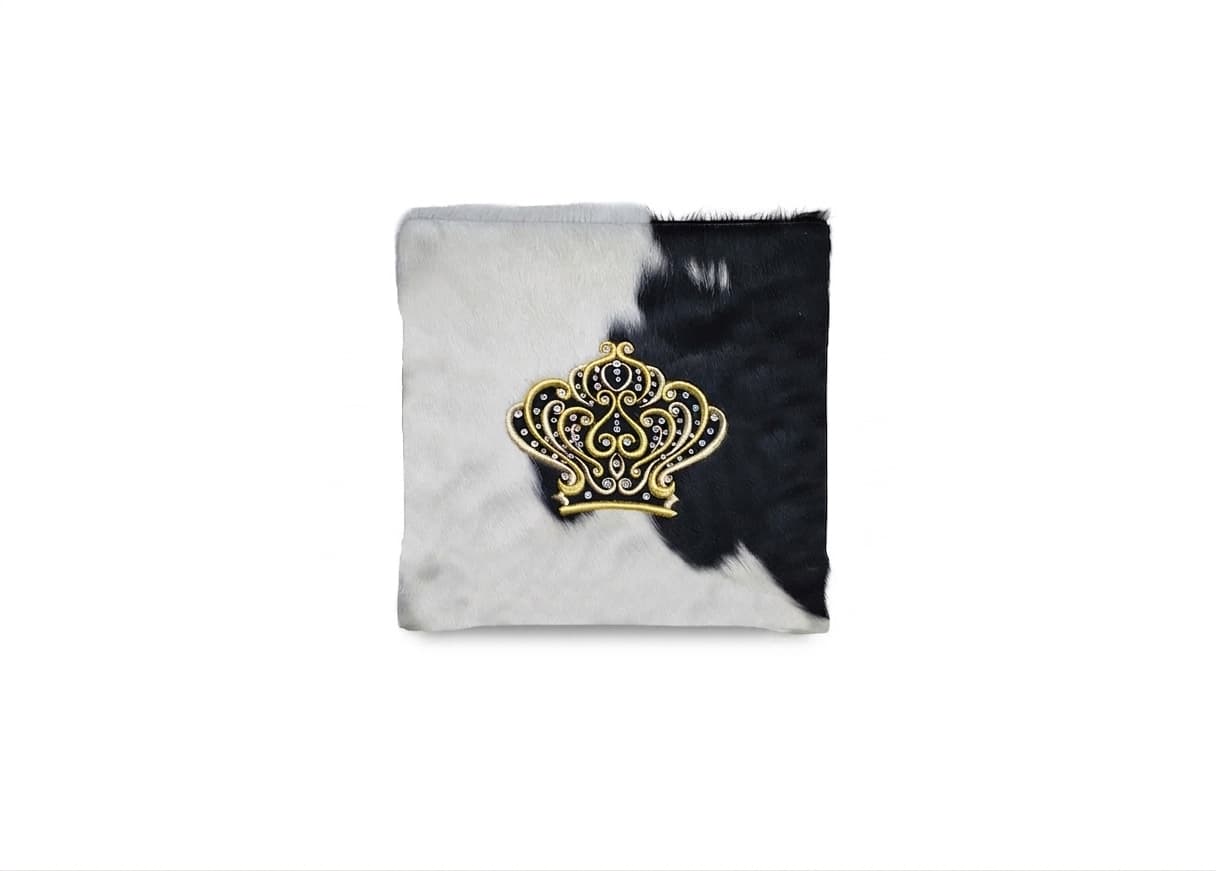 Crown Black and White Hair-on-Hide Tallit & Tefillin Bag F169, photo 1