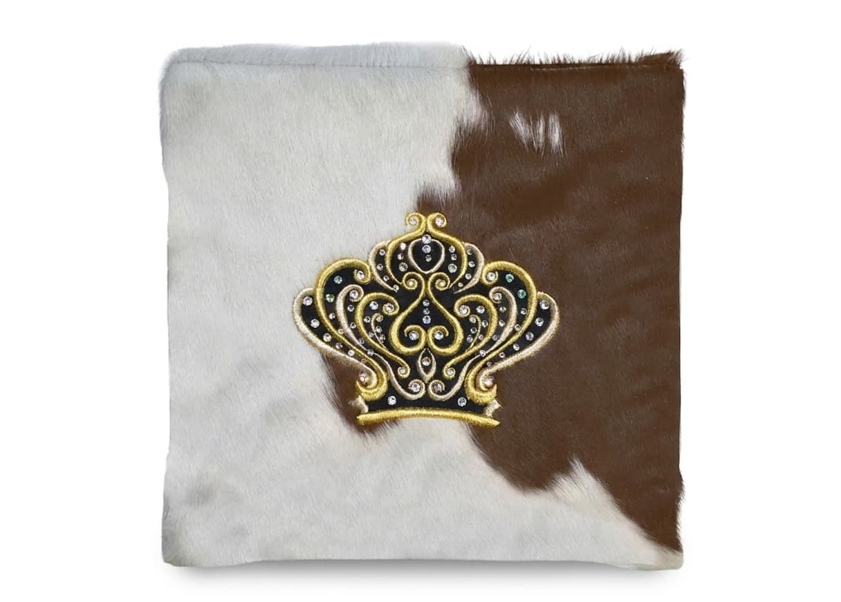 Bolsa para talit y tefilín Crown de cuero con pelo marrón F170, photo 1