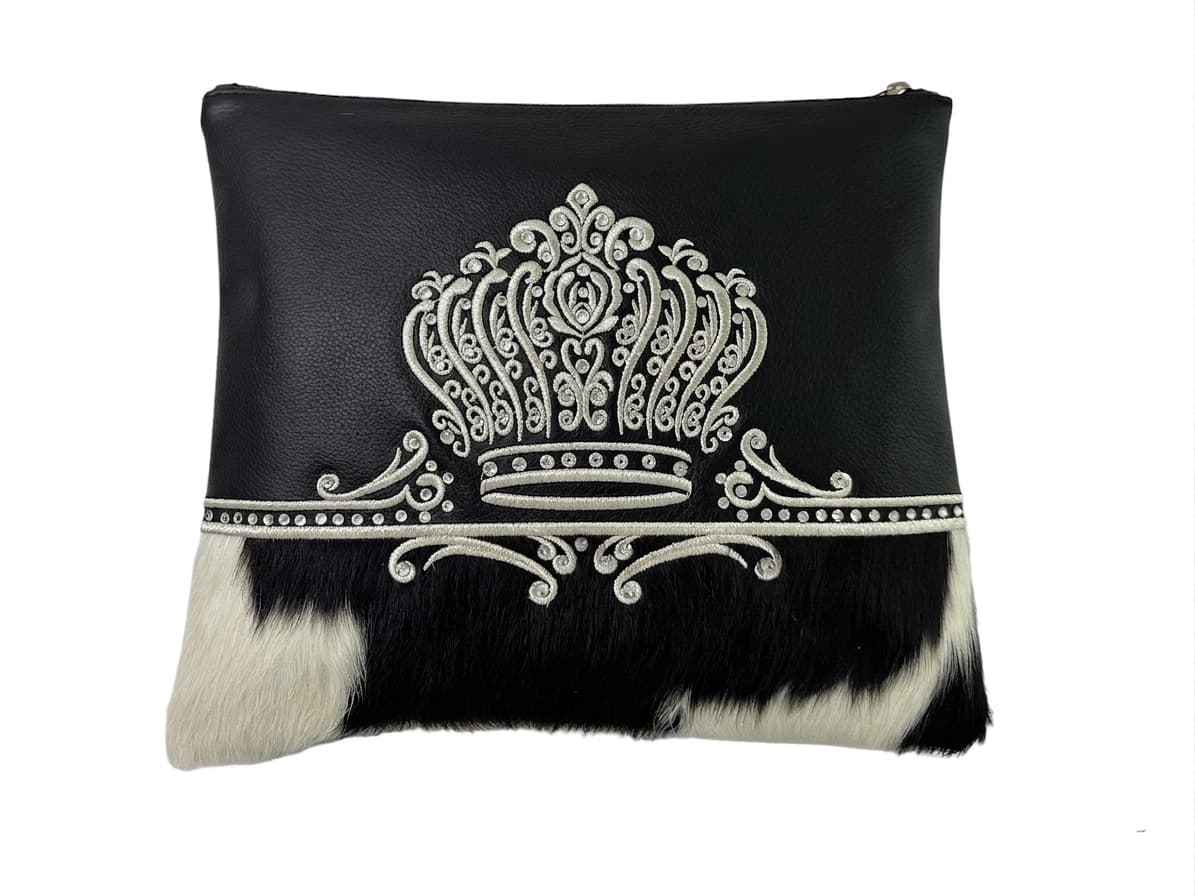 תיק לטלית ותפילין Crown מעור שחור משולב פרווה טבעית F43, thumbnail 2