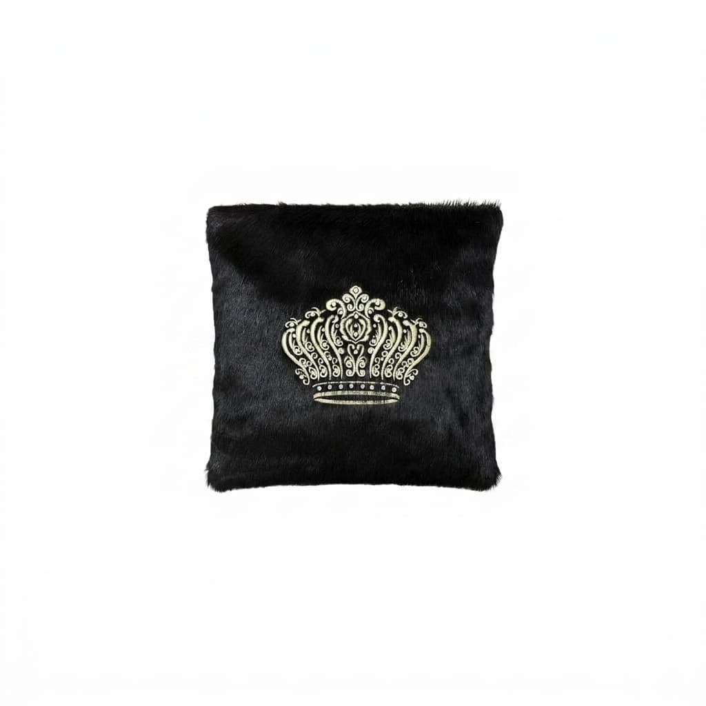 Crown Black Hair-on-Hide Leather Tallit & Tefillin Bag Set F47, thumbnail 2