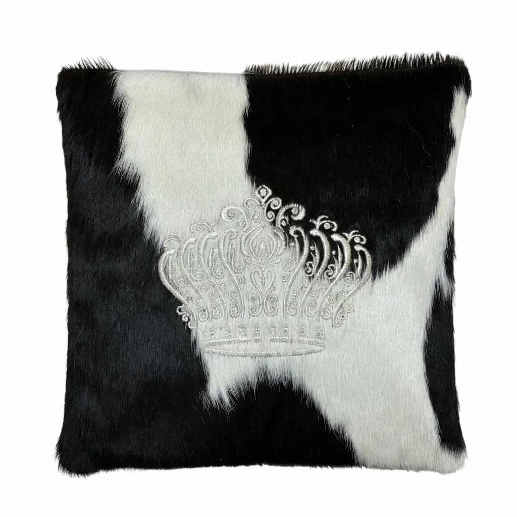 Crown Black Hair-on-Hide Leather Tallit & Tefillin Bag Set F48, thumbnail 2