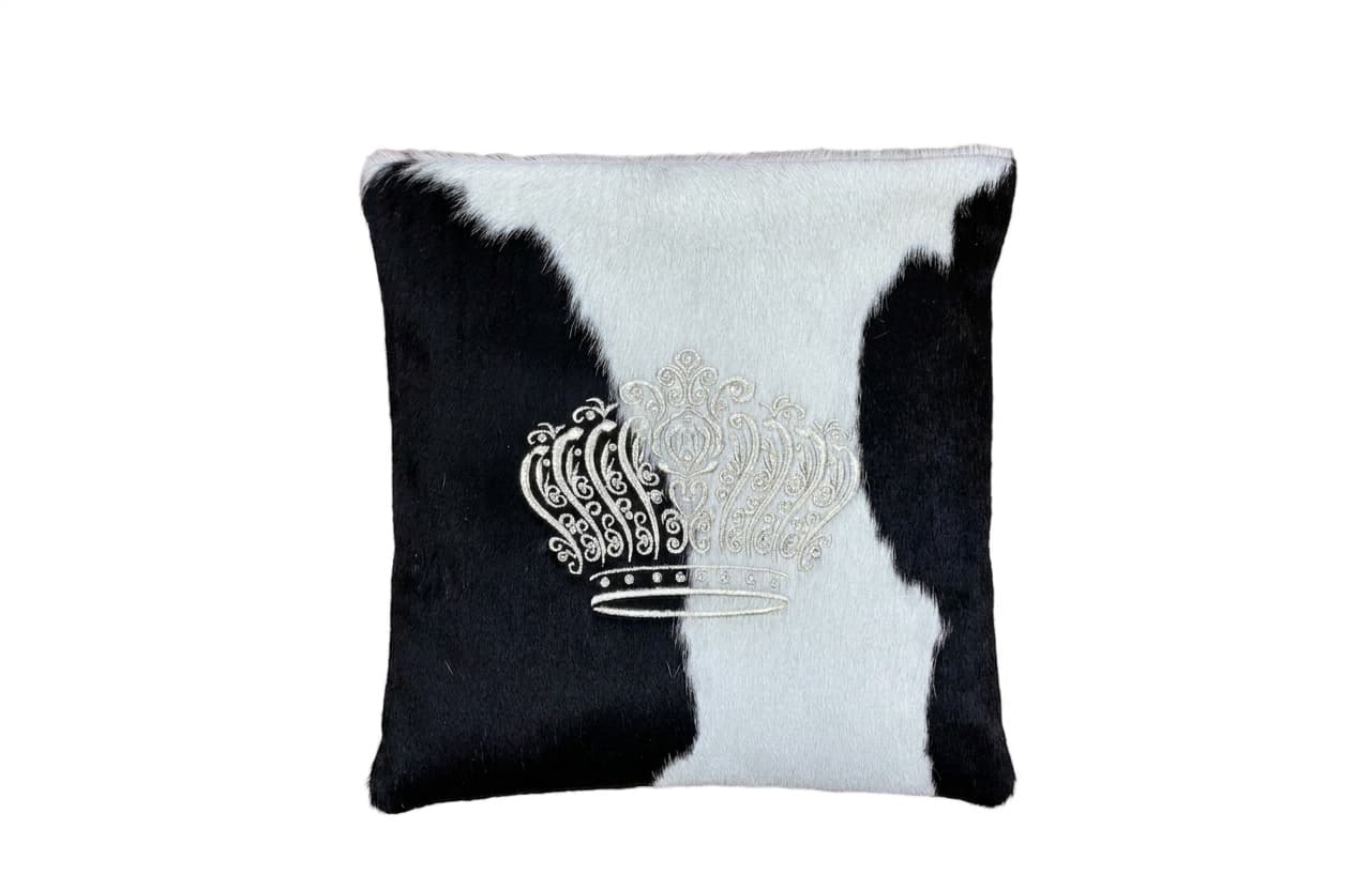 Crown Black and White Hair-on-Hide Leather Tallit Bag Set F64, thumbnail 2