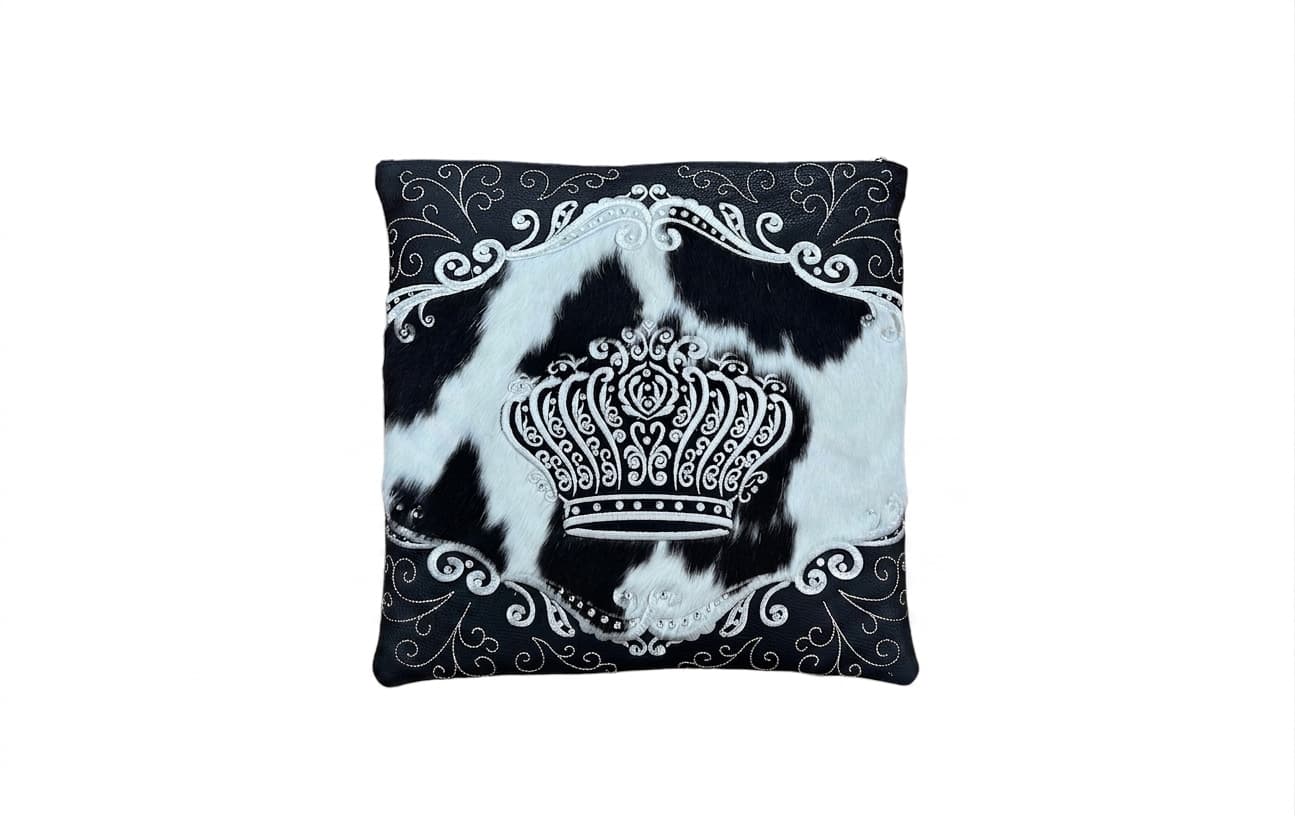 Crown Black Hair-on-Hide Leather Tallit & Tefillin Bag Set F66, thumbnail 2