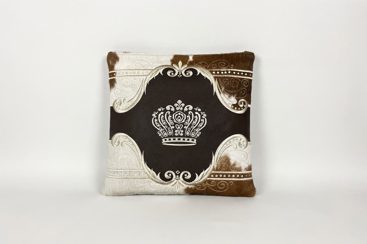 Crown Brown Fur Leather Tallit & Tefillin Bag Set F69, thumbnail 2