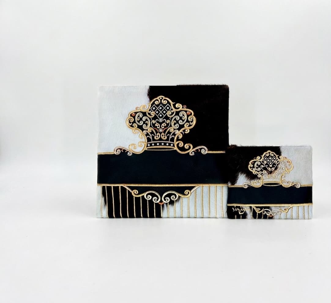 תיק לטלית ותפילין Crown Black Fur מעור אמיתי F78, thumbnail 3