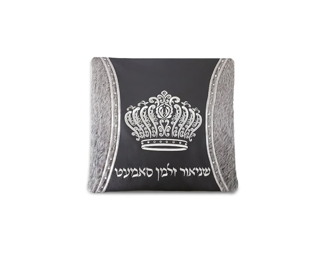 Crown Black and Grey Leather Tallit & Tefillin Bag F85, photo 1