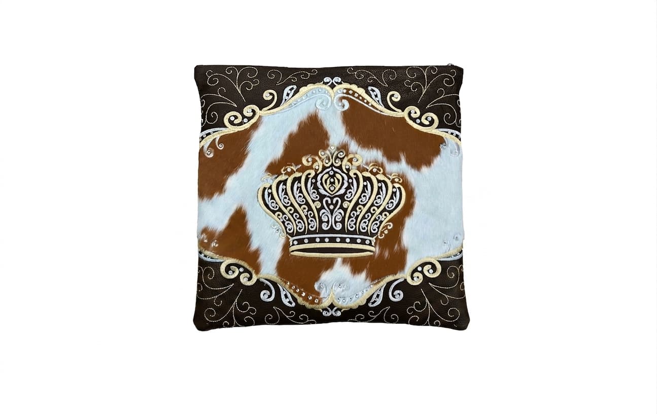 Crown Brown Hair-on-Hide Leather Tallit & Tefillin Bag Set F92, thumbnail 2