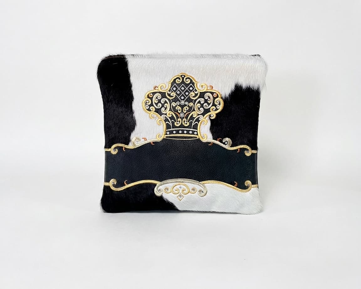 Set Crown: bolsa para talit y tefilín en cuero con pelo F94, thumbnail 3