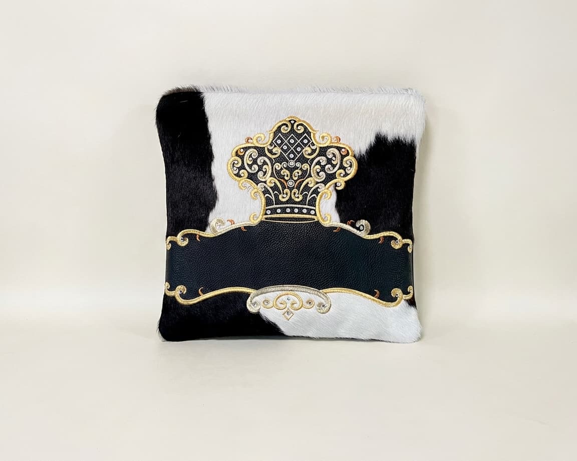 Set Crown: bolsa para talit y tefilín en cuero con pelo F94, thumbnail 2