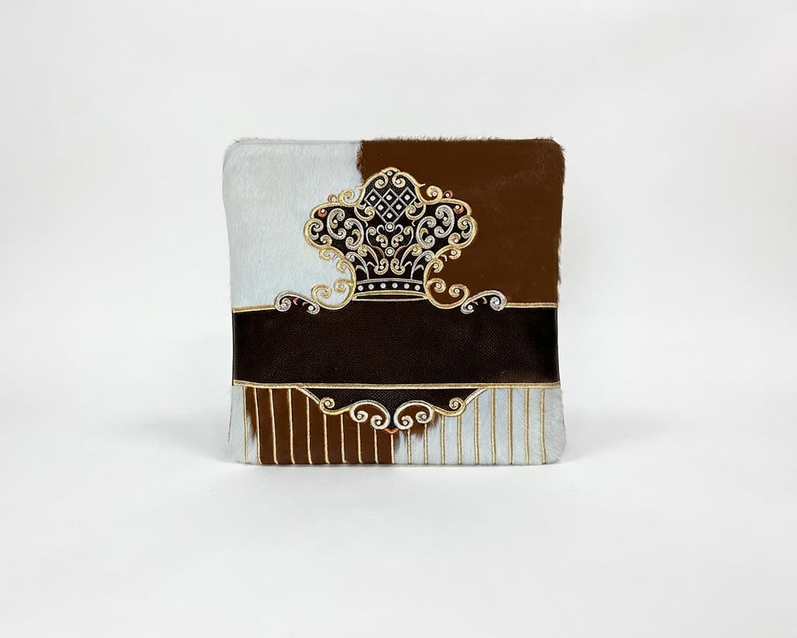 Crown Brown Hair-on-Hide Leather Tallit & Tefillin Bag Set F96, thumbnail 3