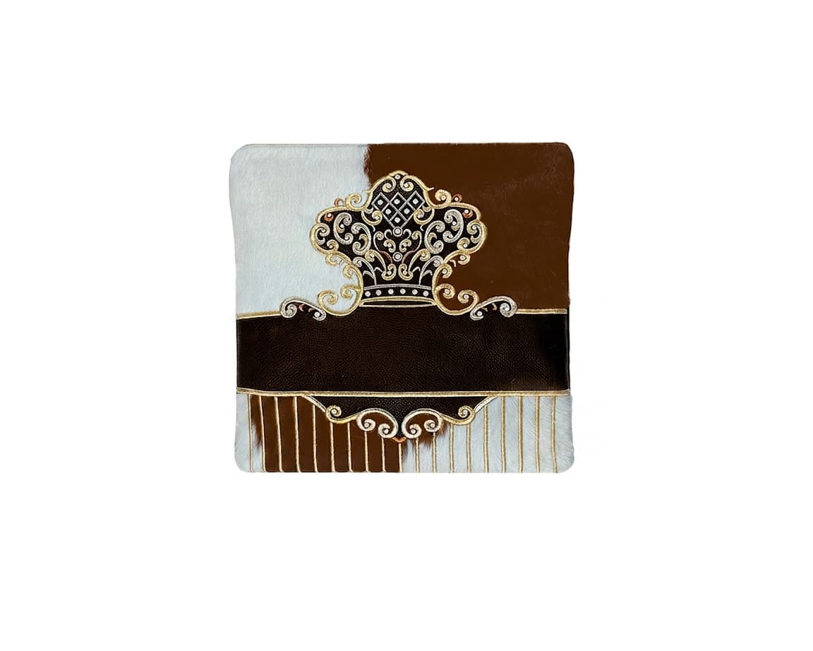 Crown Brown Hair-on-Hide Leather Tallit & Tefillin Bag Set F96, thumbnail 2