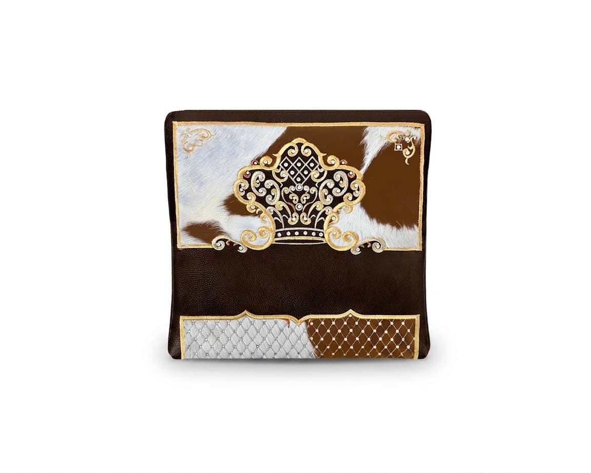 Crown Brown Hair-on-Hide Leather Tallit & Tefillin Bag Set F97, thumbnail 3