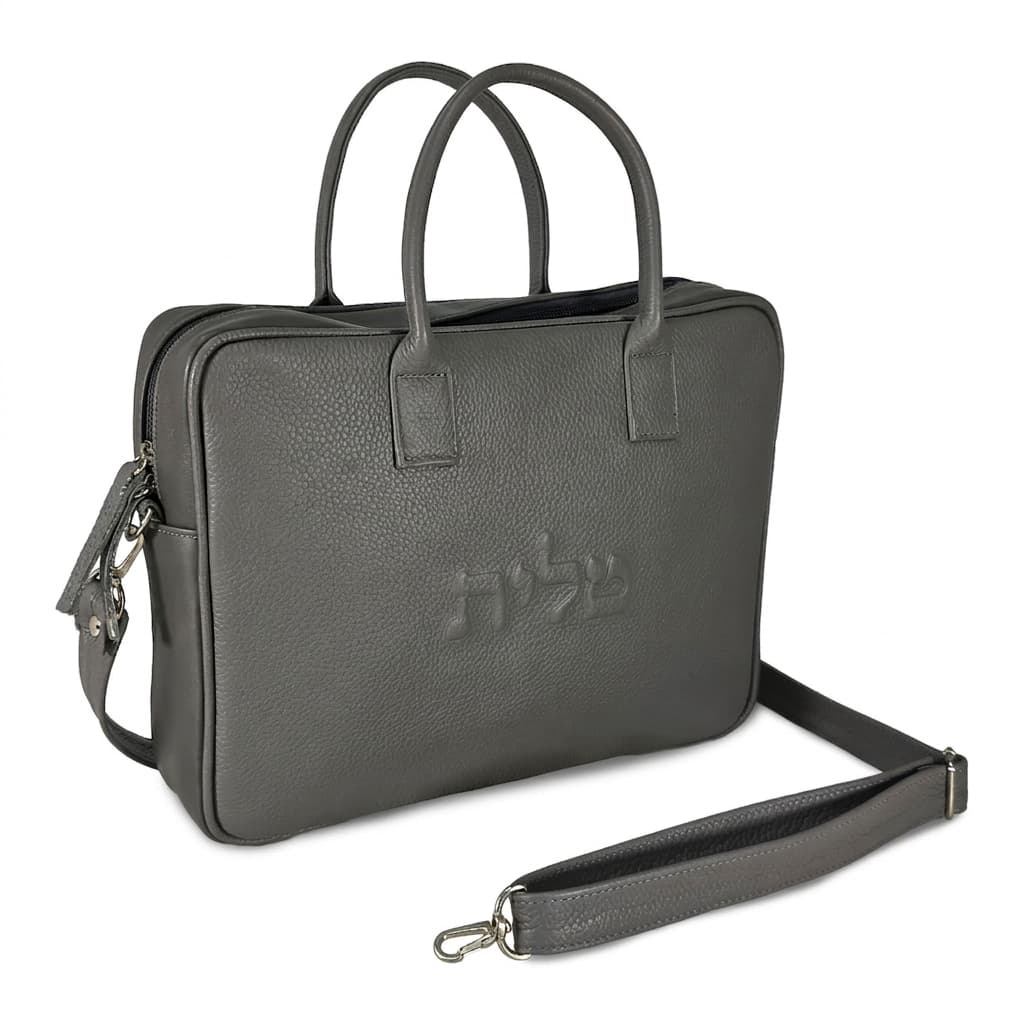 Tik Grey Grained Leather Tallit & Tefillin Bag M13, photo 1