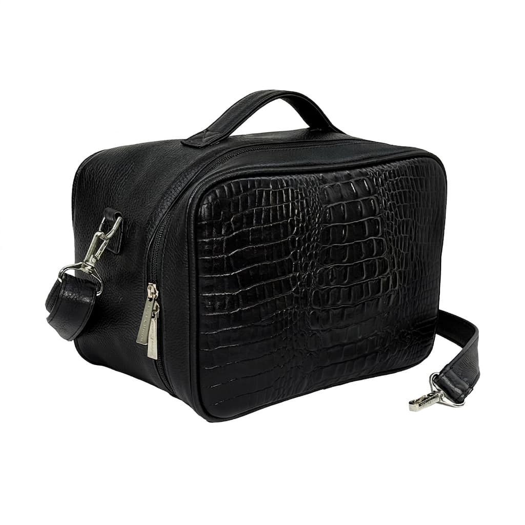 Bolsa para talit y tefilín Travel de cuero negro croco TR08, photo 1