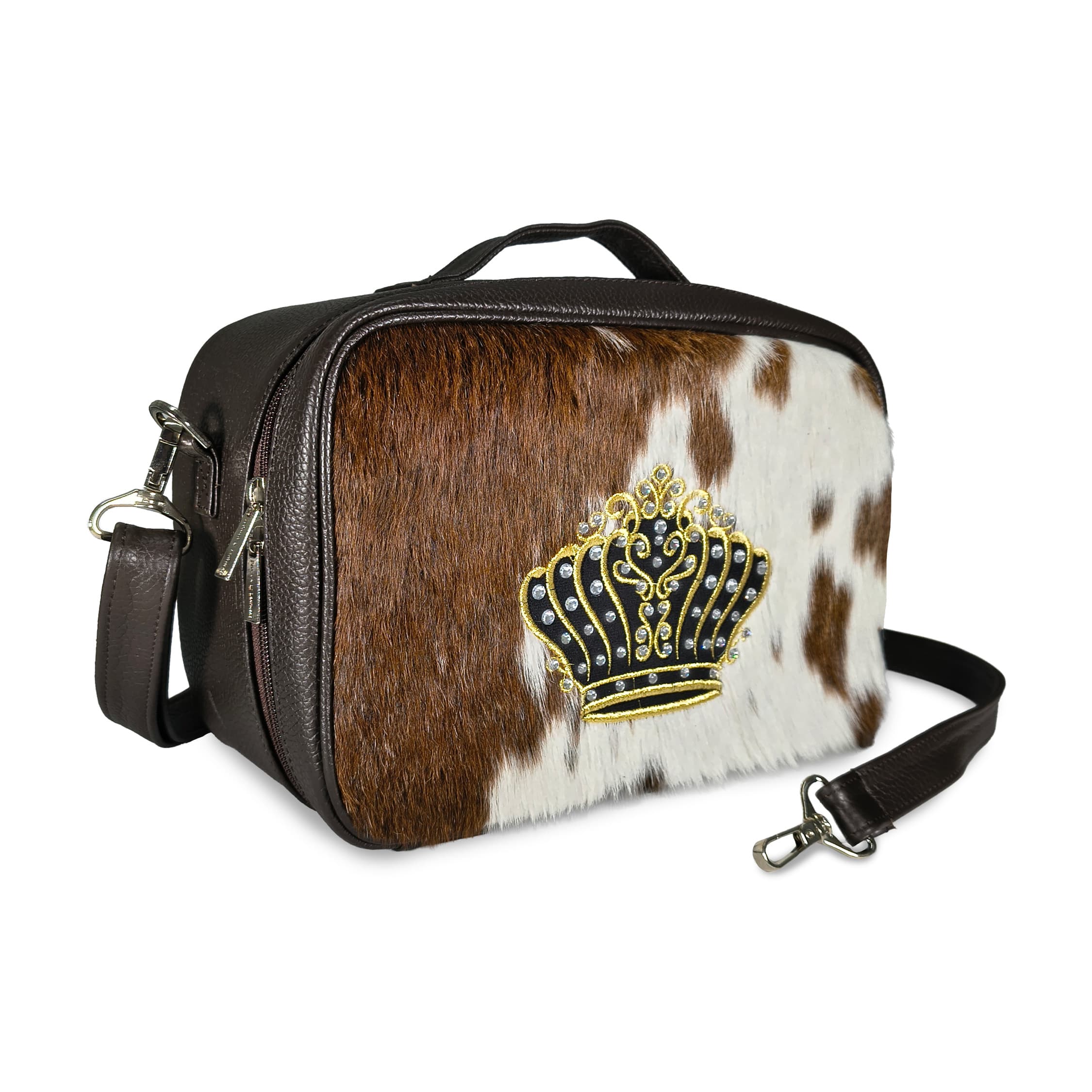 Travel Brown Hair-on-Hide Leather Tallit & Tefillin Bag TR12, thumbnail 5