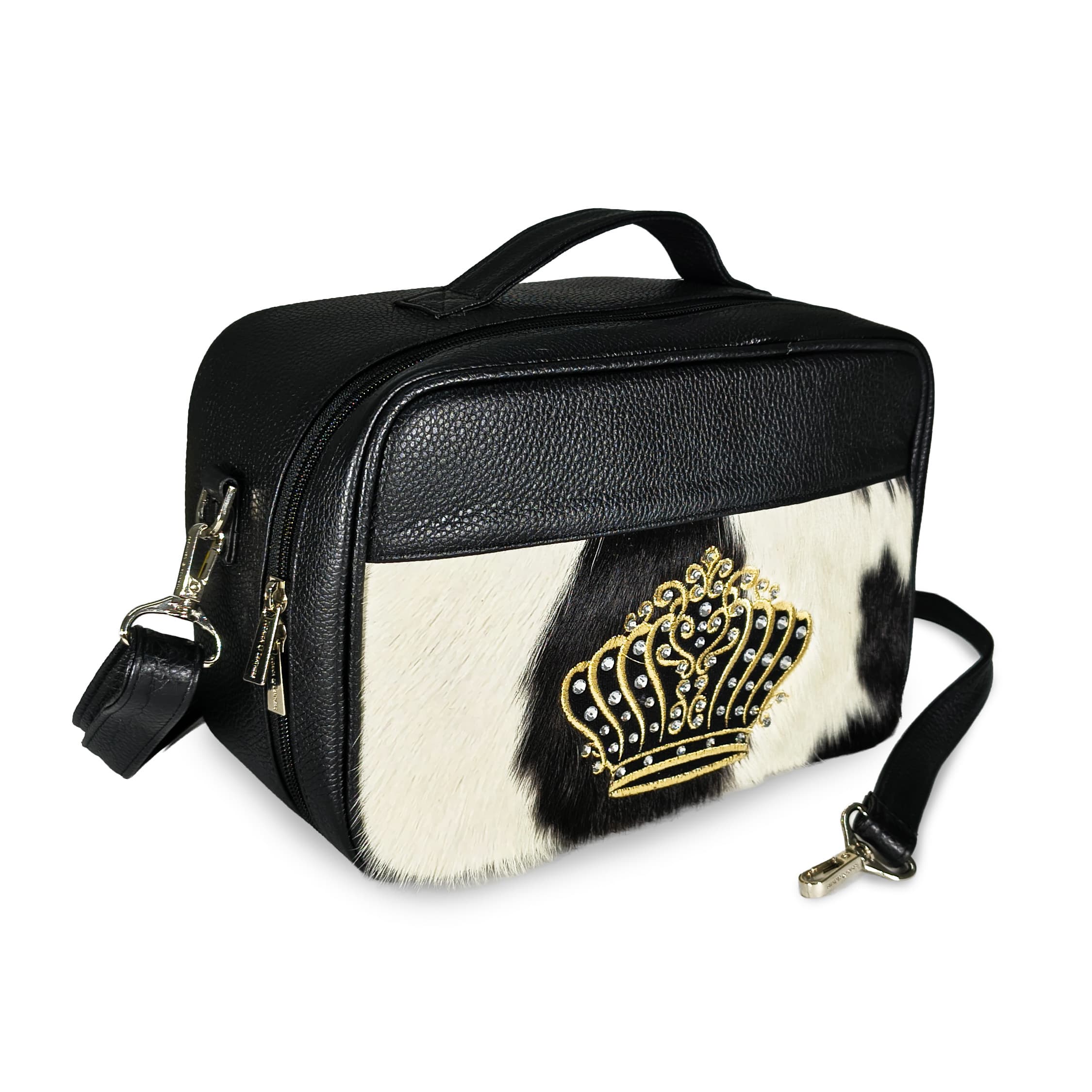 Travel Black Grained Leather Hair-on-Hide Tallit & Tefillin Bag TR14, thumbnail 5