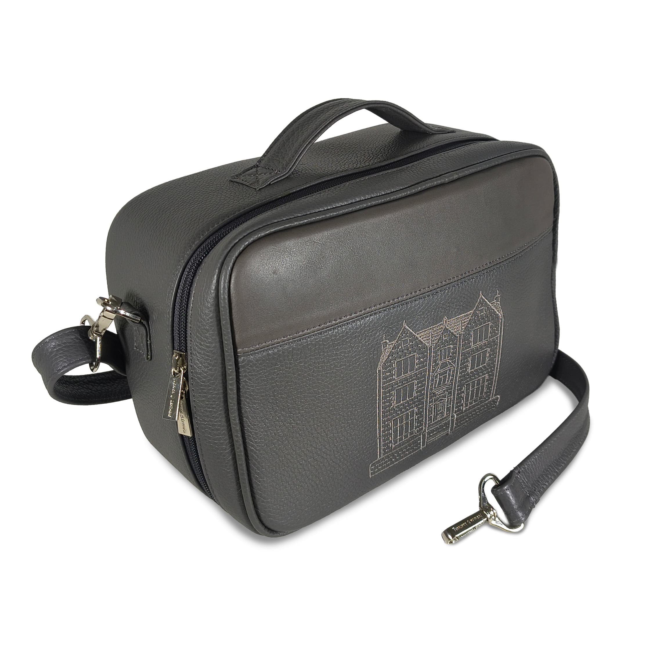 Travel Grey Grained Leather Tallit & Tefillin Bag TR19, thumbnail 5