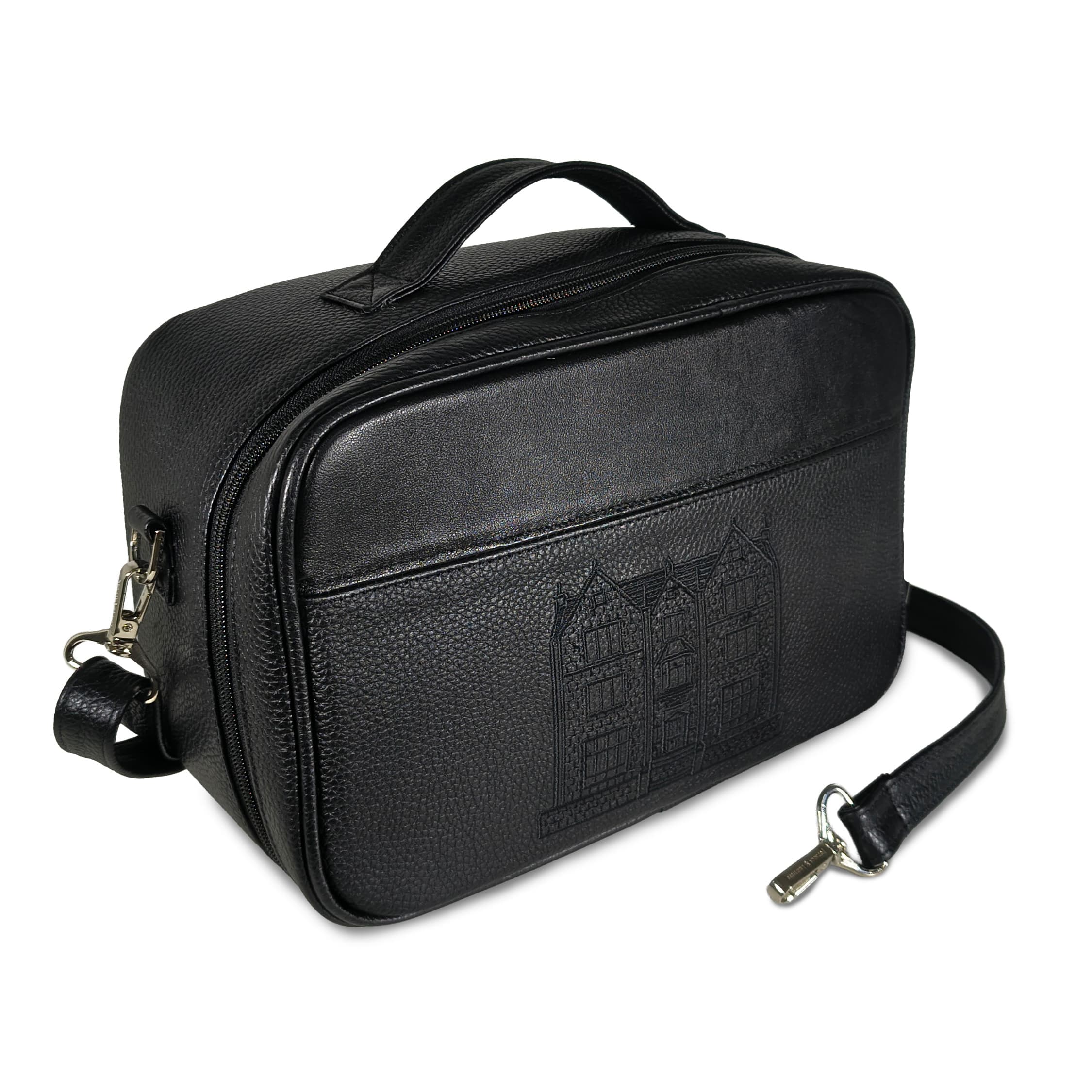 Travel Black Grained Leather Tallit & Tefillin Bag TR20, thumbnail 5