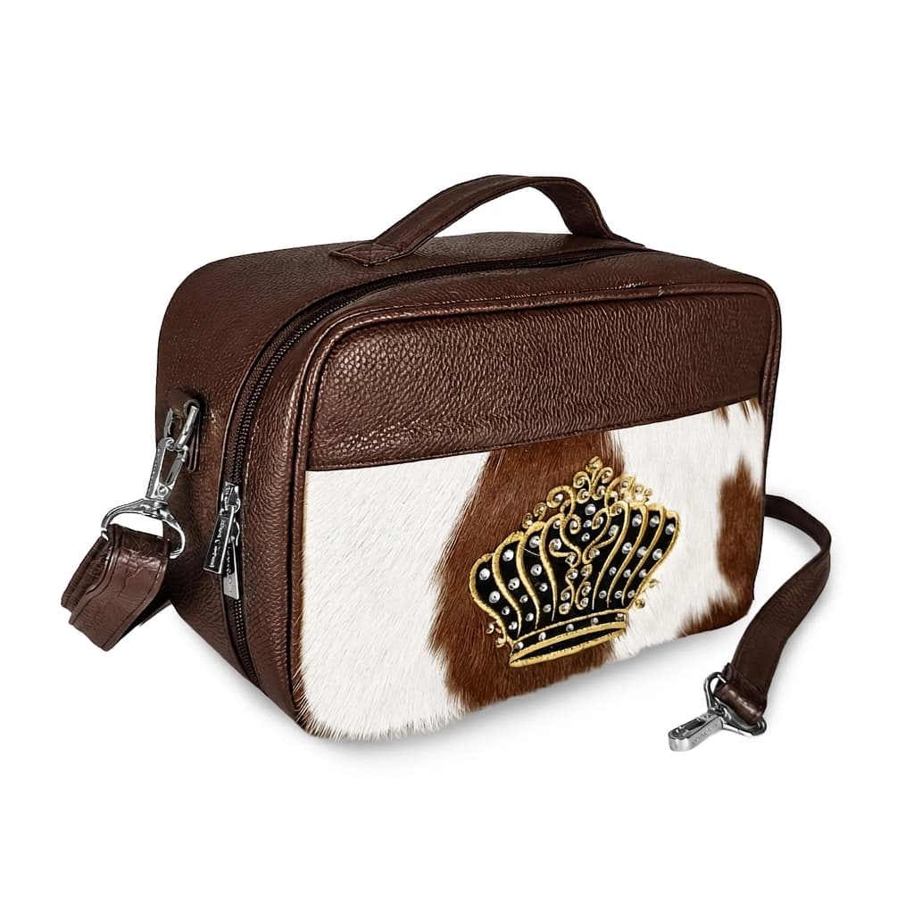 Travel Brown Grained Leather Hair-on-Hide Tallit & Tefillin Bag TR21, photo 1