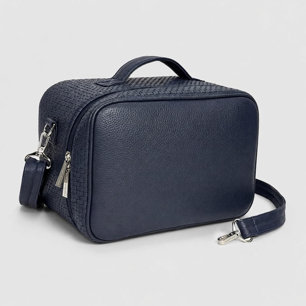 Travel Navy Textured Leather Tallit & Tefillin Bag TR22, photo 1