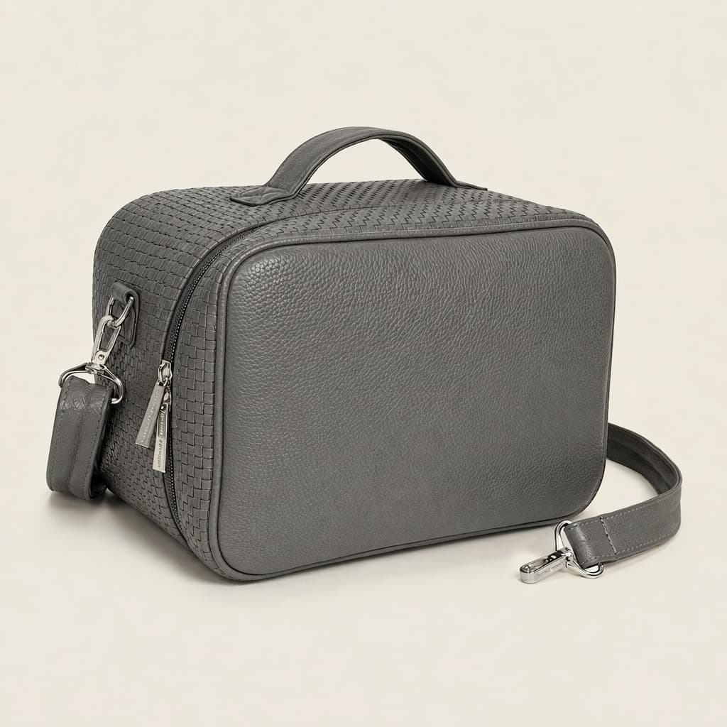 Travel Grey Grained Leather Tallit & Tefillin Bag TR23, photo 1