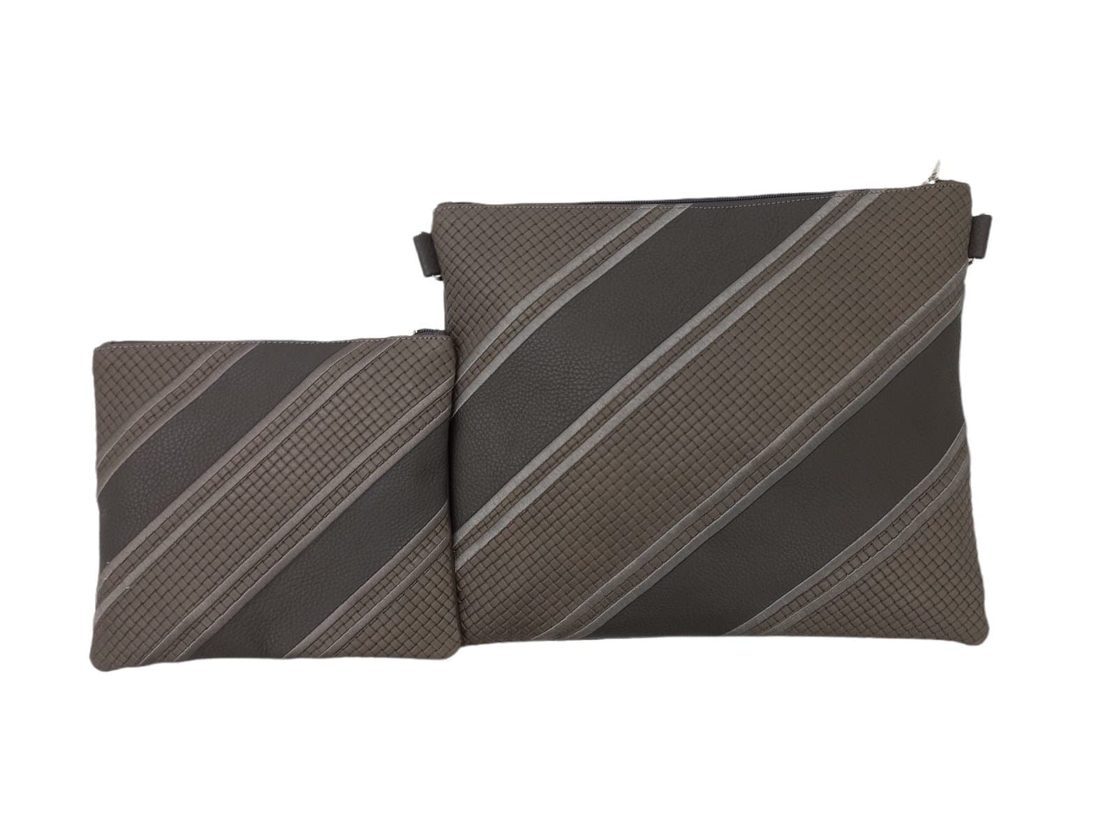 Premium Grey Weaved Leather Tallit & Tefillin Bag Set C123, photo 1