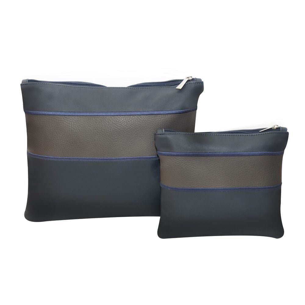 Premium Blue Grey Leather Tallit & Tefillin Bag Set C61, photo 1