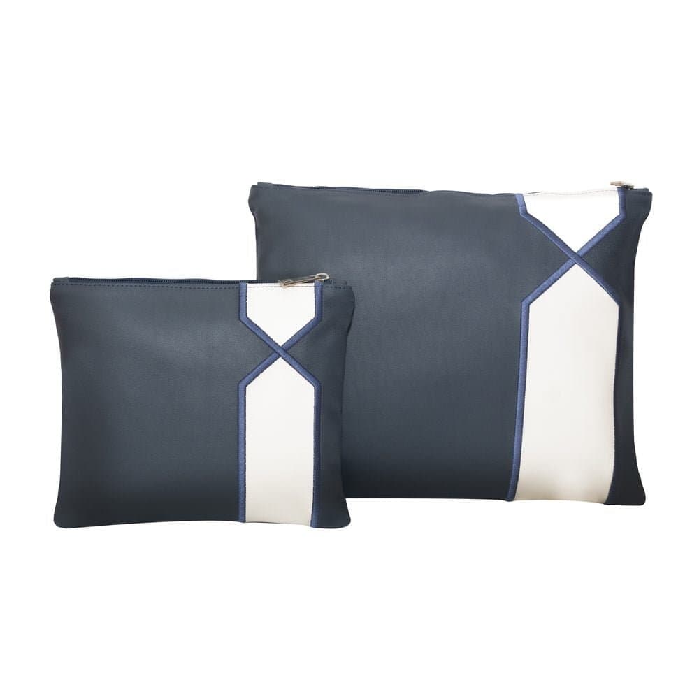 Premium Smooth Navy Leather Tallit & Tefillin Bag Set C70, photo 1
