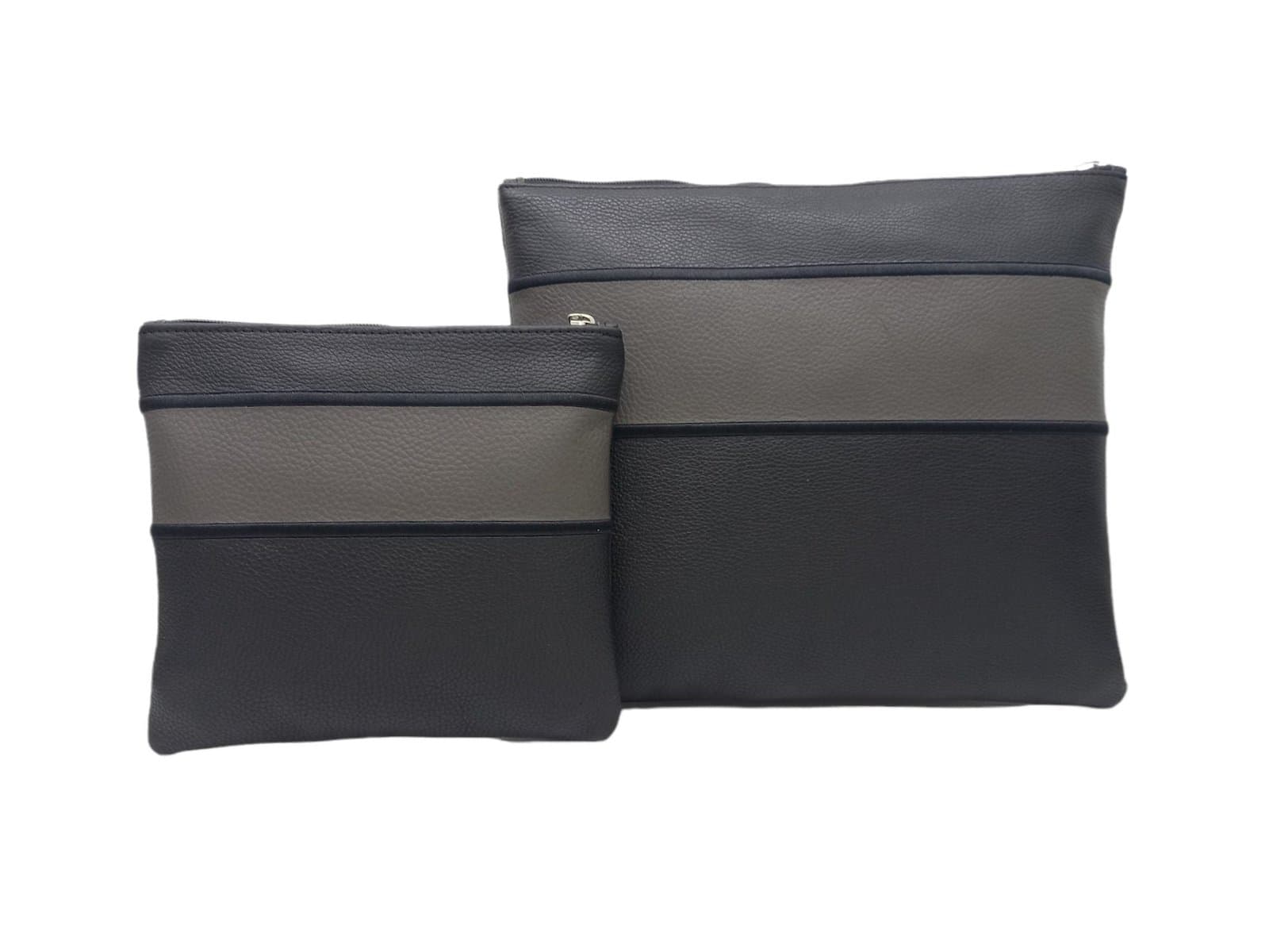 Premium Black and Grey Grained Leather Bag Set C88, photo 1