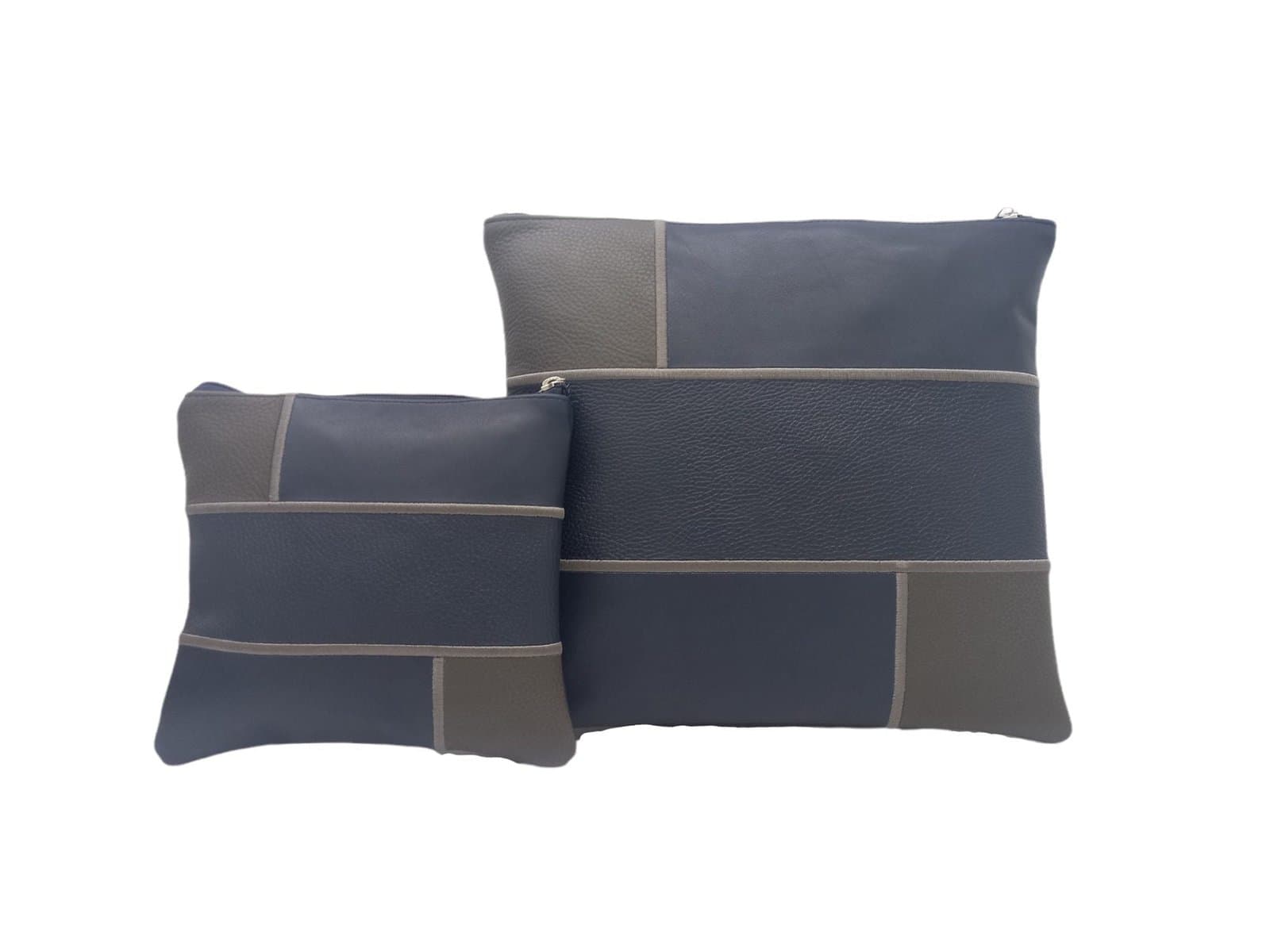 Premium Grey Blue Leather Tallit & Tefillin Bag Set C94, photo 1