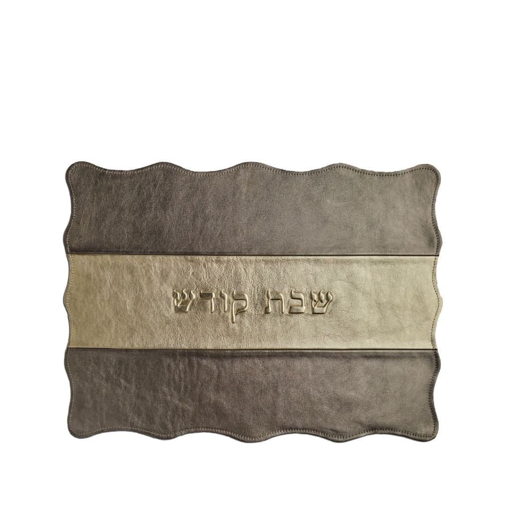 Dark Silver and Gold Metallic Leather Challah Cover CH13, photo 1