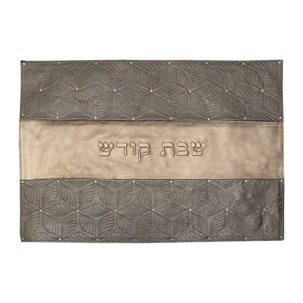 Champagne and Dark Silver Metallic Leather Challah Cover CH14, photo 1