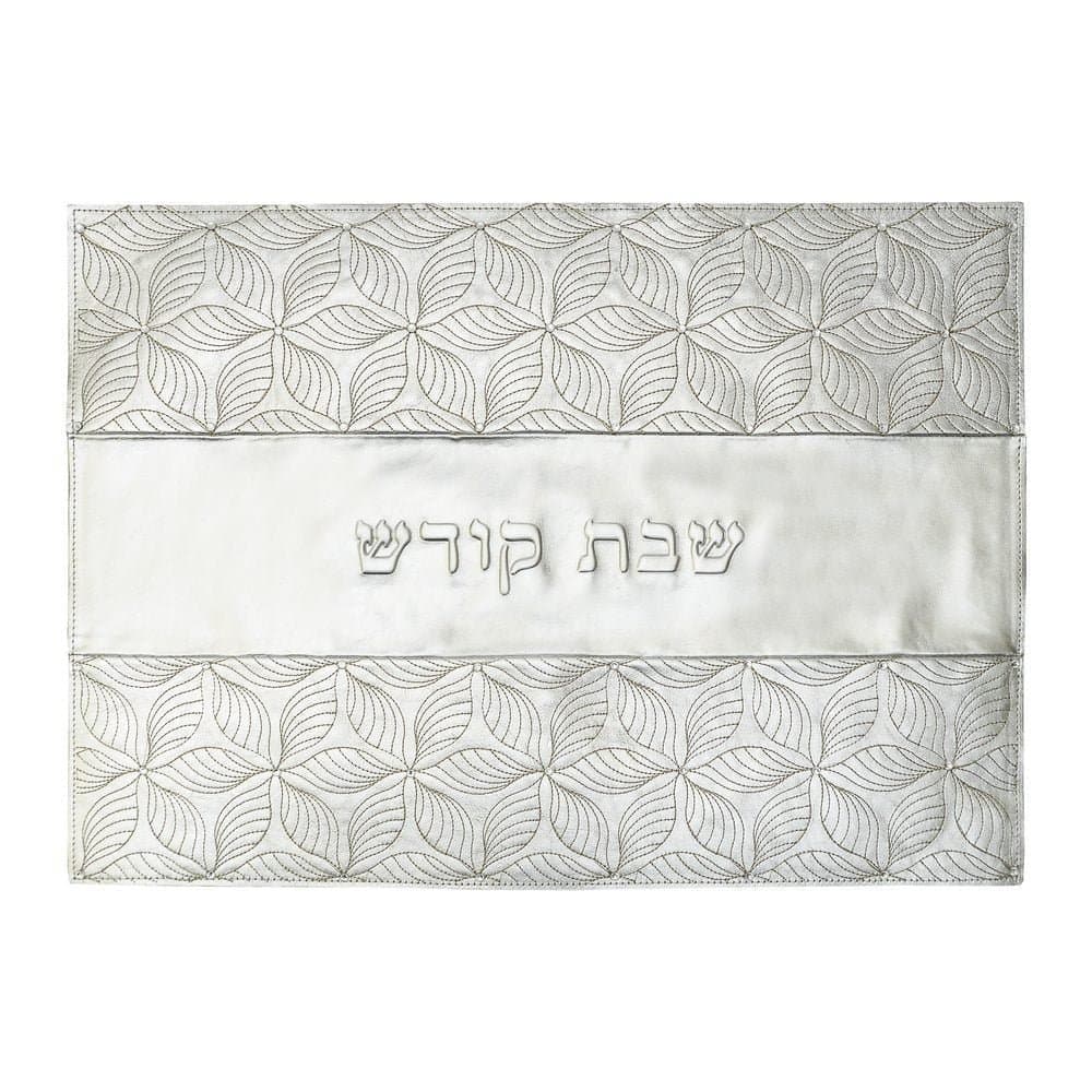 Metallic Silver Leather Challah Cover with Quilted Pattern CH15, photo 1