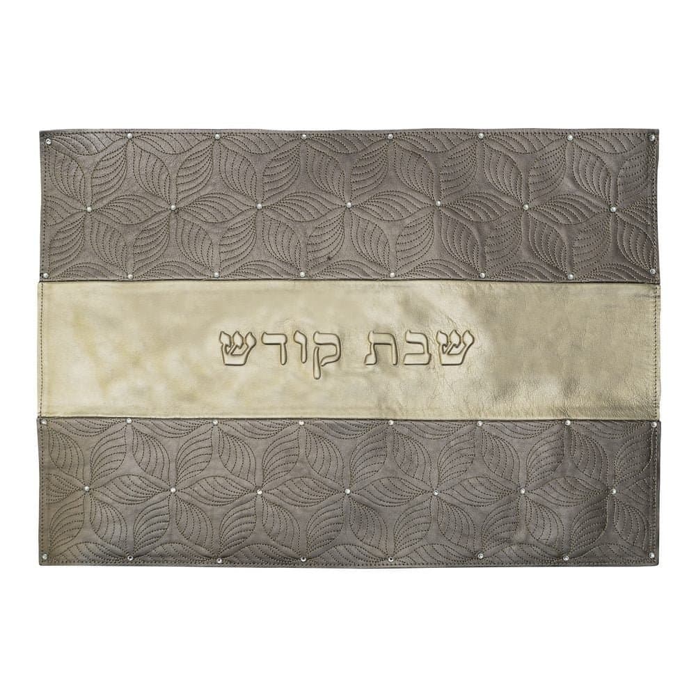 Metallic Silver and Gold Leather Challah Cover CH17, photo 1