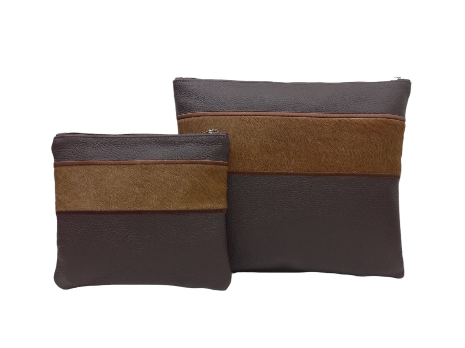Fur Brown Grained Leather Tallit & Tefillin Bag Set E36, photo 1