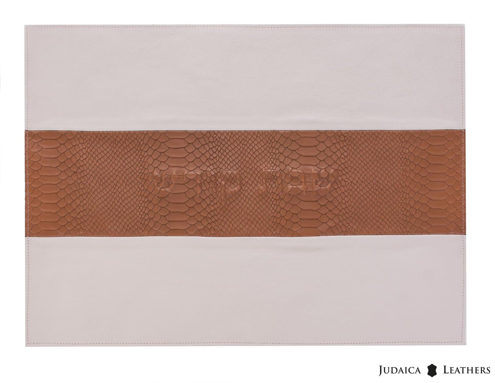 Cubre jalá de cuero genuino crema y serpiente coñac CH28, photo 1