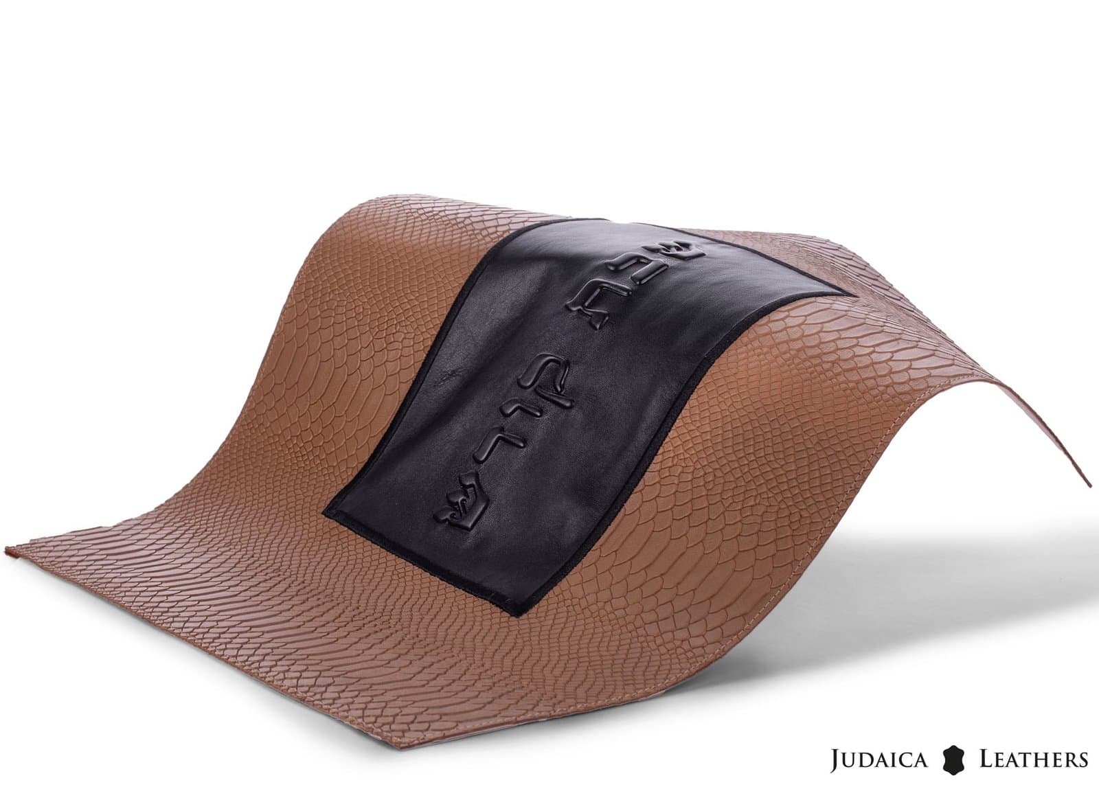 Tan Snake Leather Challah Cover with Black Panel CH29, thumbnail 2