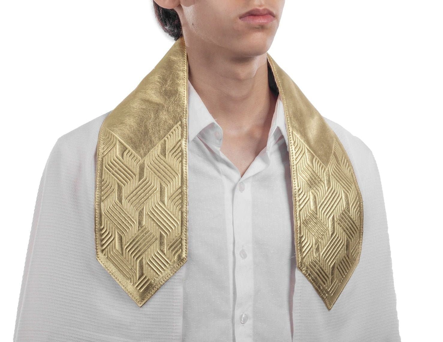 Metallic Gold Textured Leather Atarah for Tallit AT 3, thumbnail 3