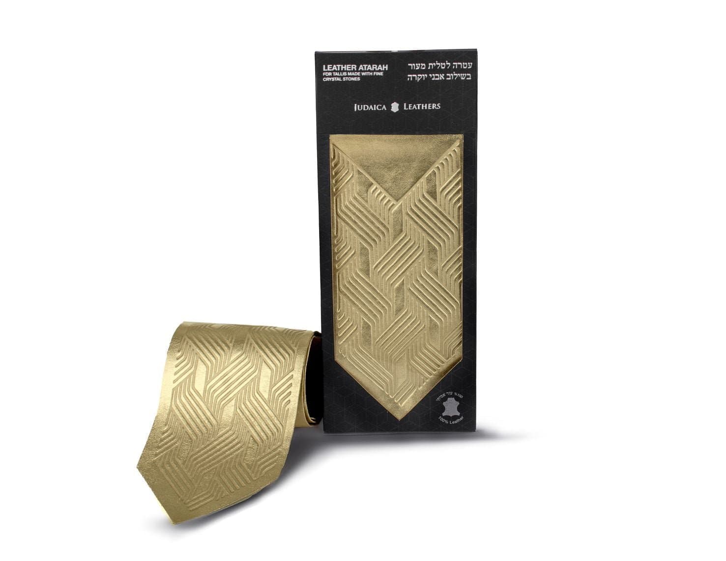 Metallic Gold Textured Leather Atarah for Tallit AT 3, photo 1