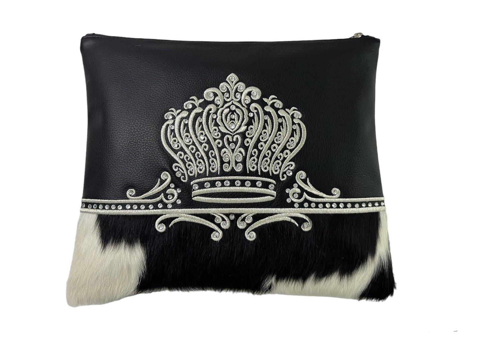 תיק לטלית ותפילין Crown מעור שחור משולב פרווה טבעית F43, photo 1