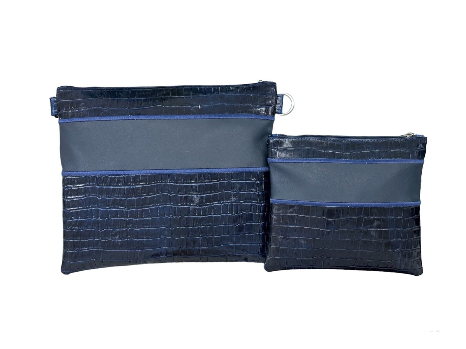 Premium Navy Smooth Croco Leather Tallit & Tefillin Bag C137, thumbnail 2
