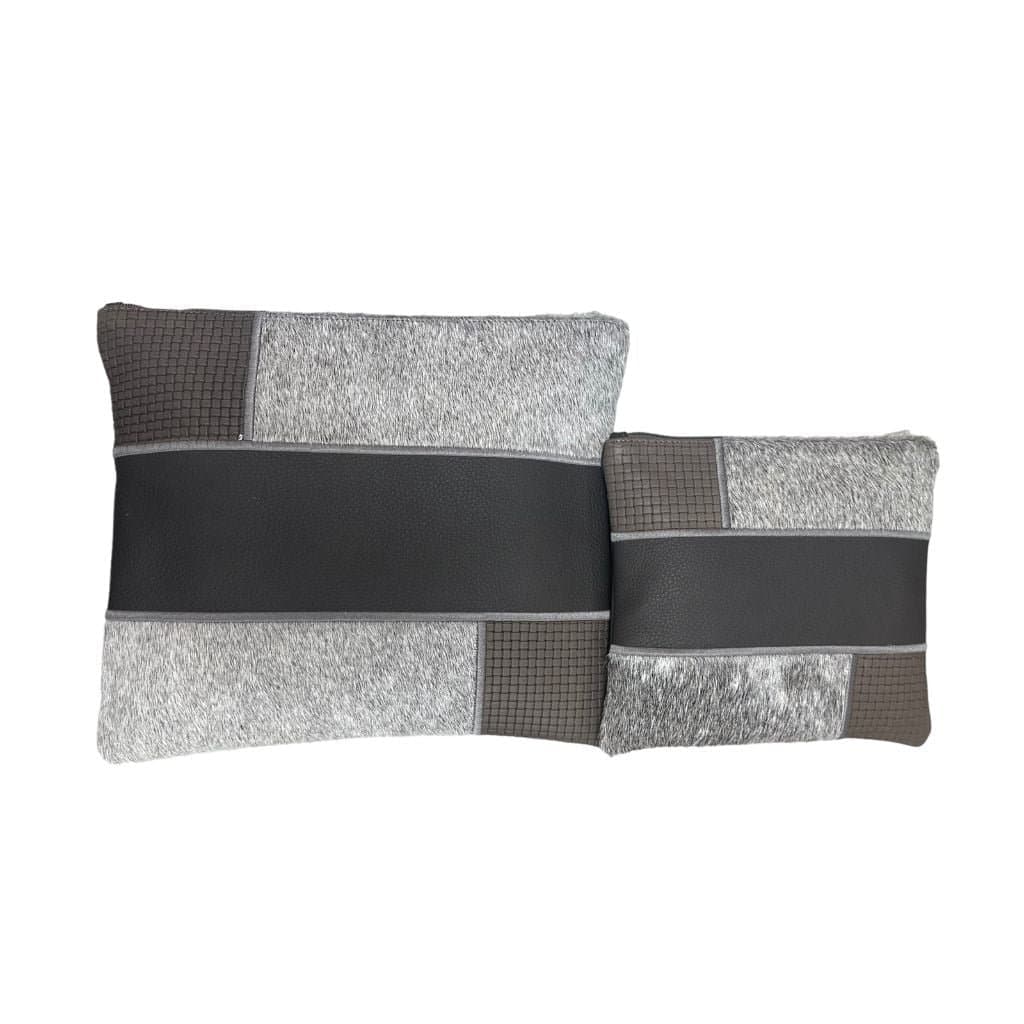 Fur Dark Gray Leather Tallit & Tefillin Bag Set E49, photo 1