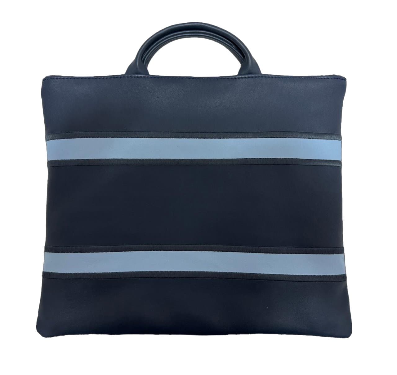 Premium Smooth Navy Light-Blue Leather Tallit & Tefillin Bag C150, thumbnail 2