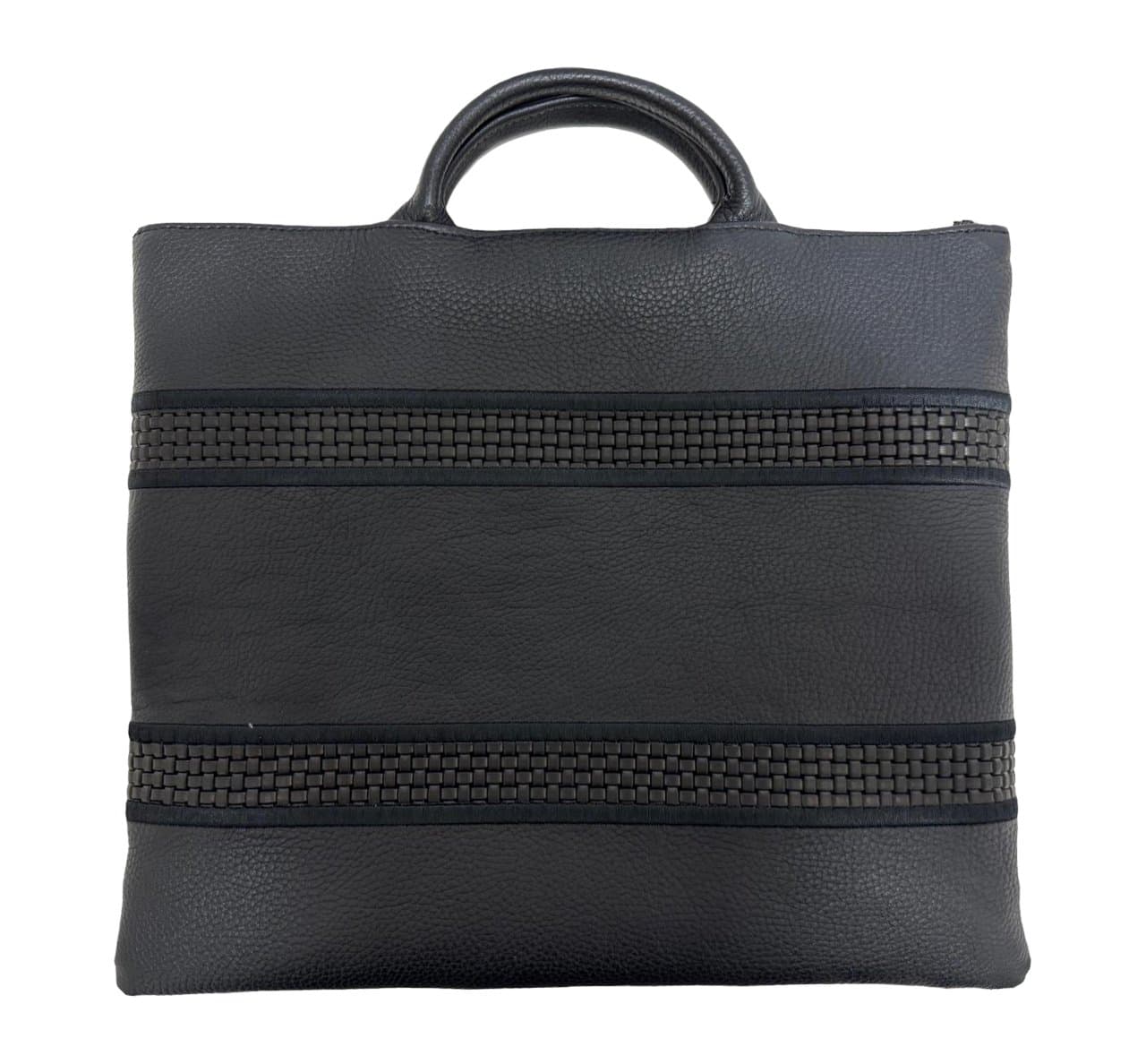 Premium Black Grained Woven Leather Tallit & Tefillin Bag C151, thumbnail 2