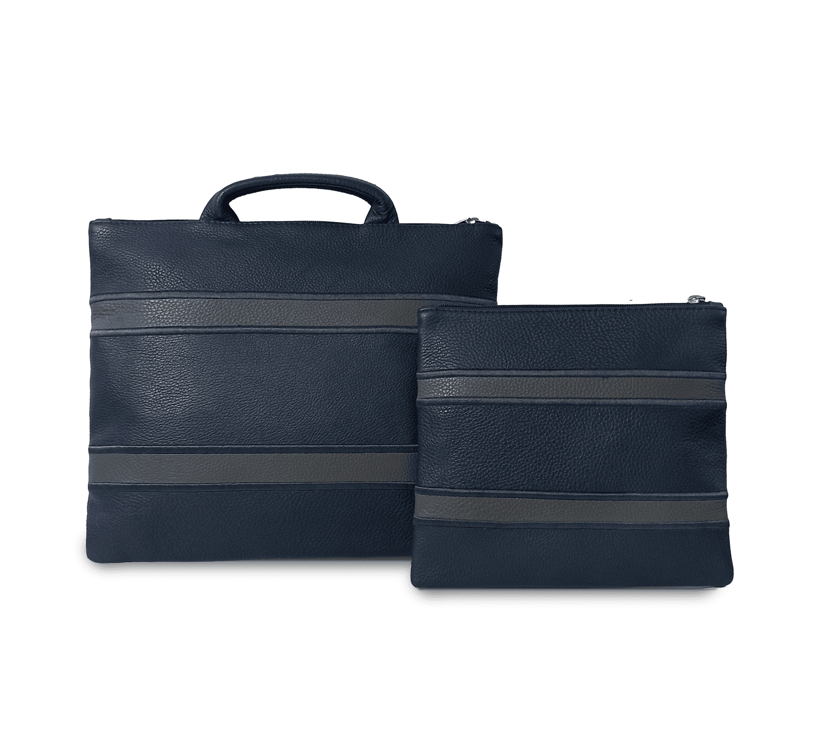 Premium Navy Grey Grain Leather Tallit & Tefillin Bag C154, thumbnail 2